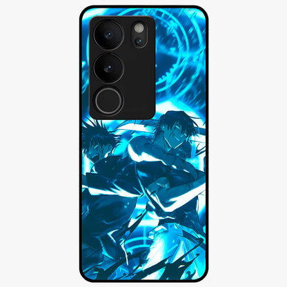 Cursed Energy Clash Glass Case showing flat back view with intense cursed energy artwork and glossy glass finish.