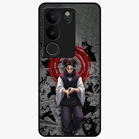 Cursed Ritual Ascension Glass Case showing flat back view with dark ritual themed artwork and glossy glass finish.