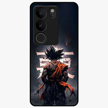 Dark Warrior In Rain Glass Case showing flat back view with warrior artwork in rainy atmosphere and glossy glass finish.