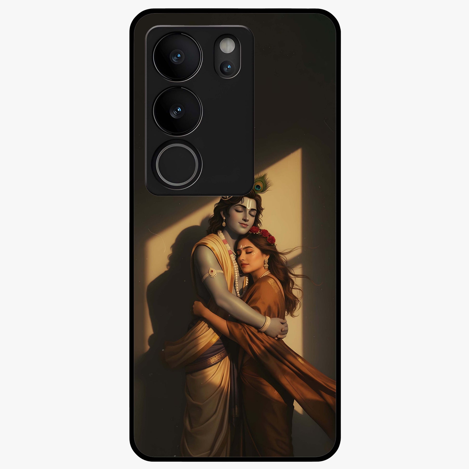 Divine Eternal Love Glass Case showing flat back view with spiritual love themed artwork and glossy glass finish.