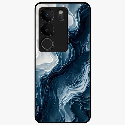 Ethereal Paper Marble Glass Case showing flat back view with soft marble paper texture artwork and glossy glass finish.