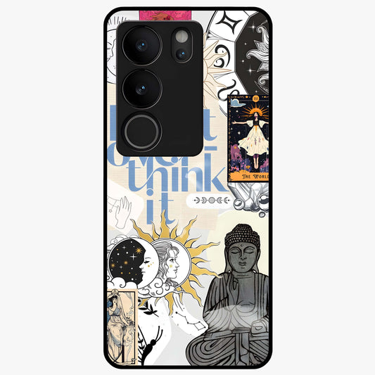 Ethereal Thoughts Glass Case showing flat back view with dreamy artistic artwork and glossy glass finish.