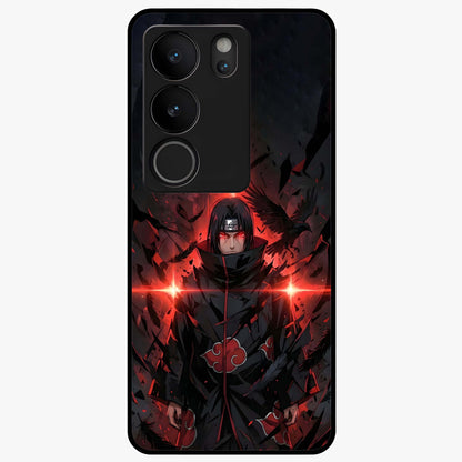 Focused Blade Discipline Glass Case showing flat back view with warrior sword themed artwork and glossy glass finish.