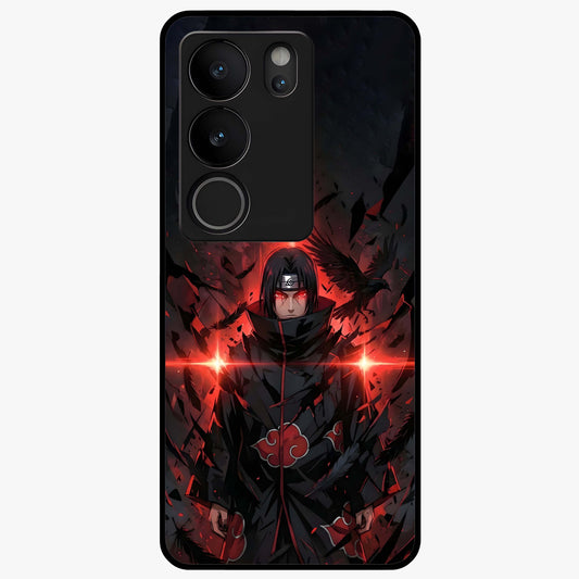 Focused Blade Discipline Glass Case showing flat back view with warrior sword themed artwork and glossy glass finish.