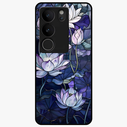 Gloss Petal Rush Glass Case showing flat back view with glossy flower petal artwork and smooth glass finish.