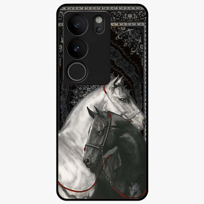 Majestic Ride Legacy Glass Case showing flat back view with powerful automotive inspired artwork and glossy glass finish.