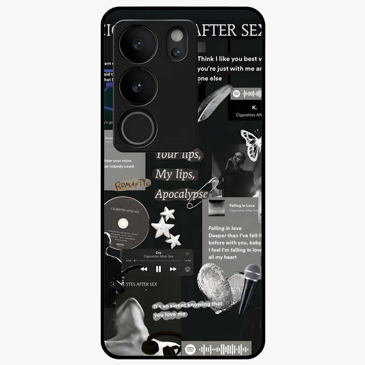 Midnight Love Echo Glass Case showing flat back view with romantic midnight themed artwork and glossy glass finish.