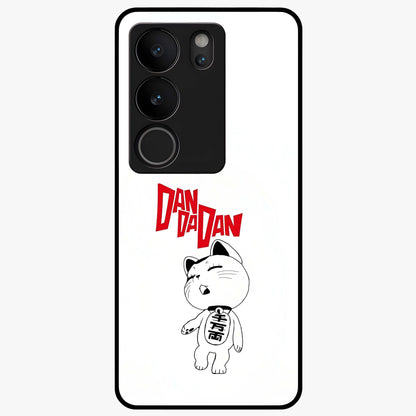 Playful Spirit Charm Glass Case showing flat back view with cheerful charm themed artwork and glossy glass finish.