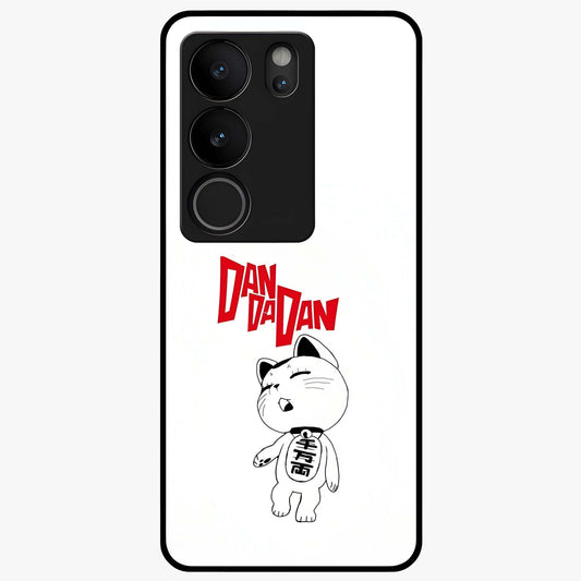 Playful Spirit Charm Glass Case showing flat back view with cheerful charm themed artwork and glossy glass finish.