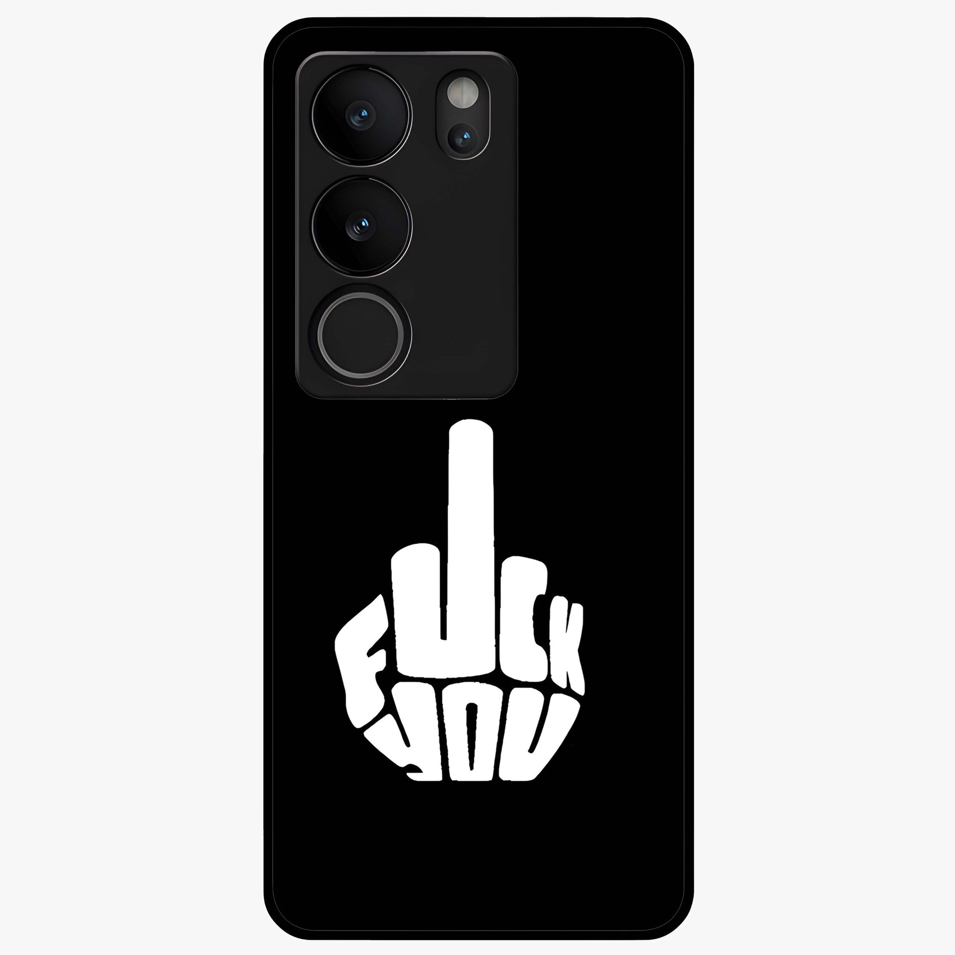Rebel Mode On Glass Case showing flat back view with bold rebellious typography artwork and glossy glass finish.