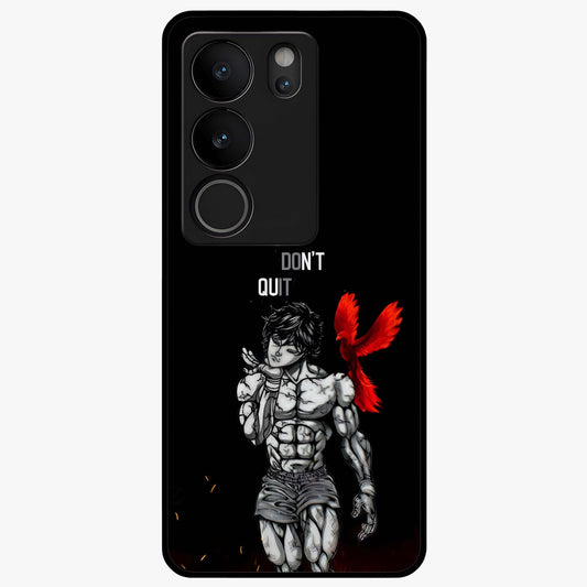 Rise Beyond Limits Glass Case showing flat back view with motivational typography artwork and glossy glass finish.