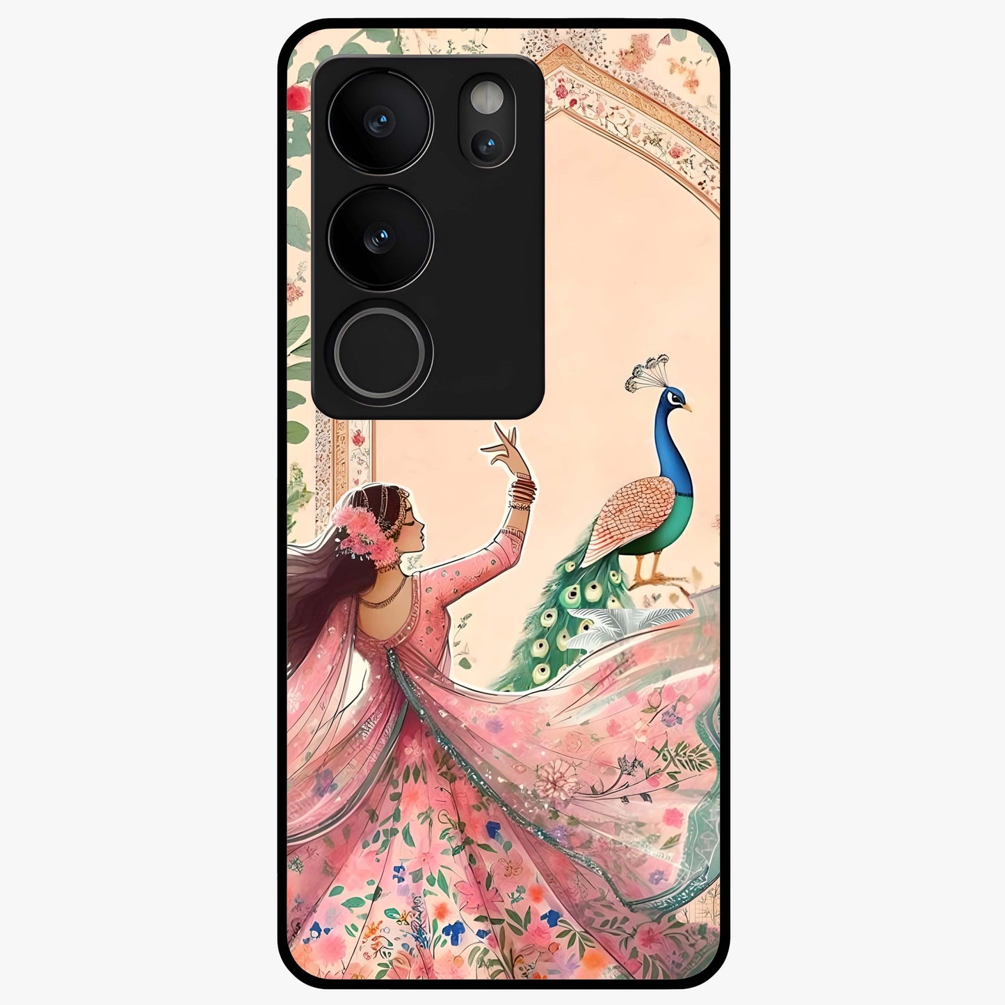 Royal Grace Muse Glass Case showing flat back view with elegant artistic artwork and glossy glass finish.