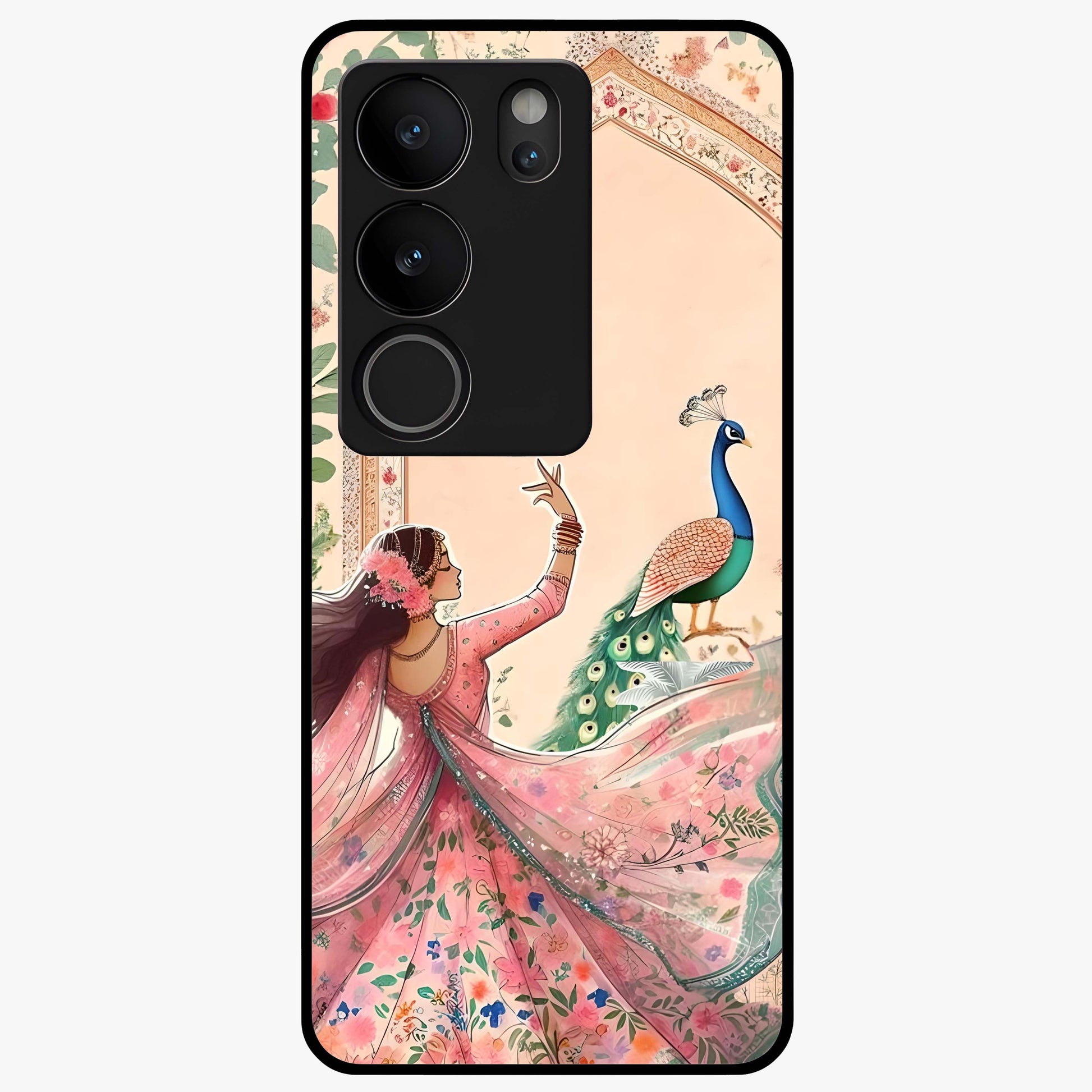 Royal Grace Muse Glass Case showing flat back view with elegant artistic artwork and glossy glass finish.