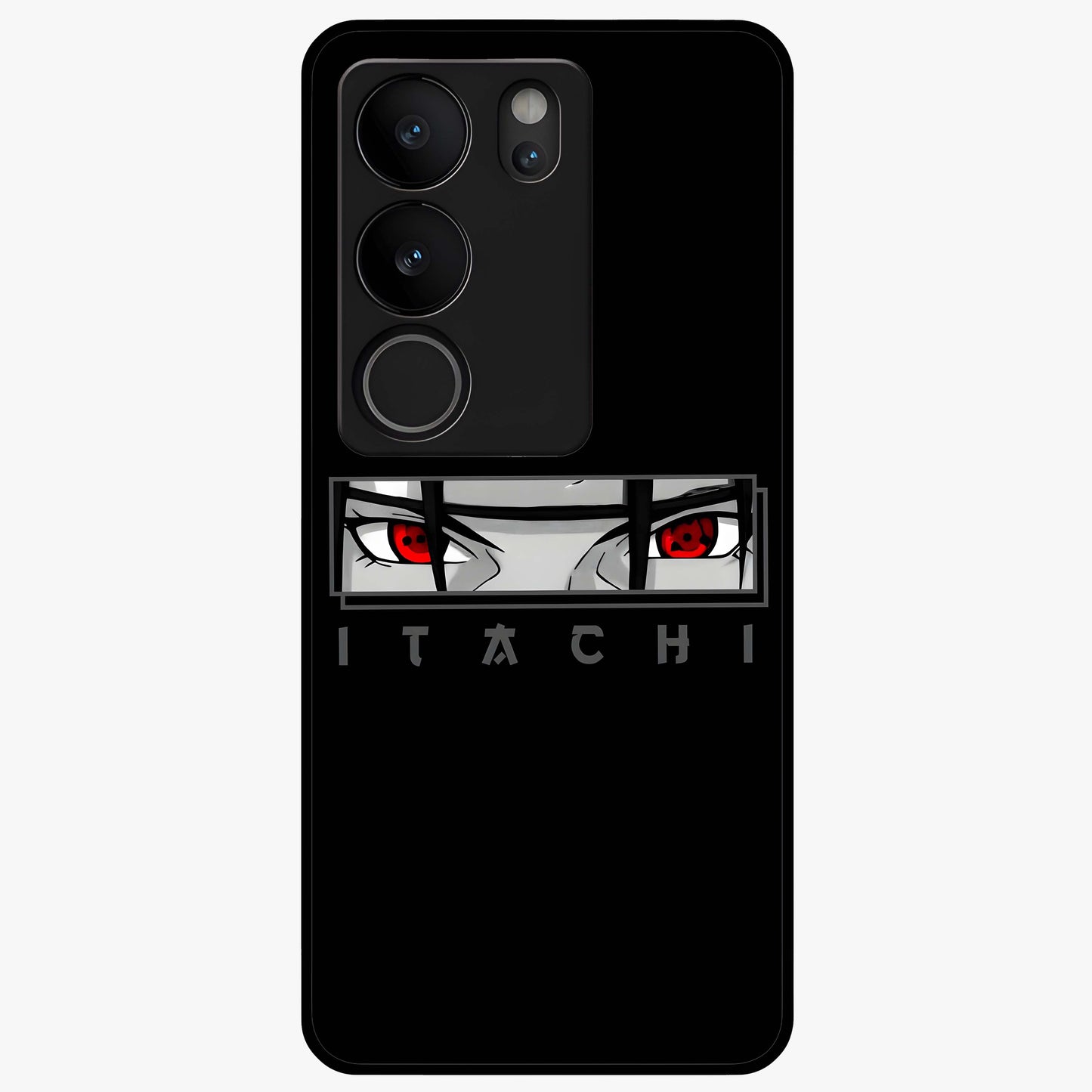 Scarlet Gaze Dominance Glass Case showing flat back view with striking red themed artwork and glossy glass finish.