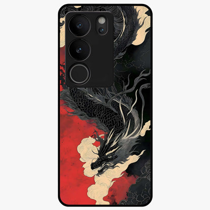 Shadow Dragon Fury Glass Case showing flat back view with fierce dragon artwork and glossy glass finish.