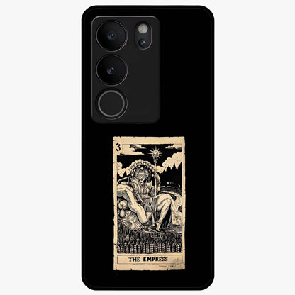 The Empress Glass Case showing flat back view with regal feminine artwork and glossy glass finish.