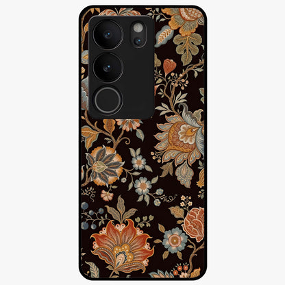 Vintage Floral Dream Glass Case showing flat back view with classic floral artwork and glossy glass finish.