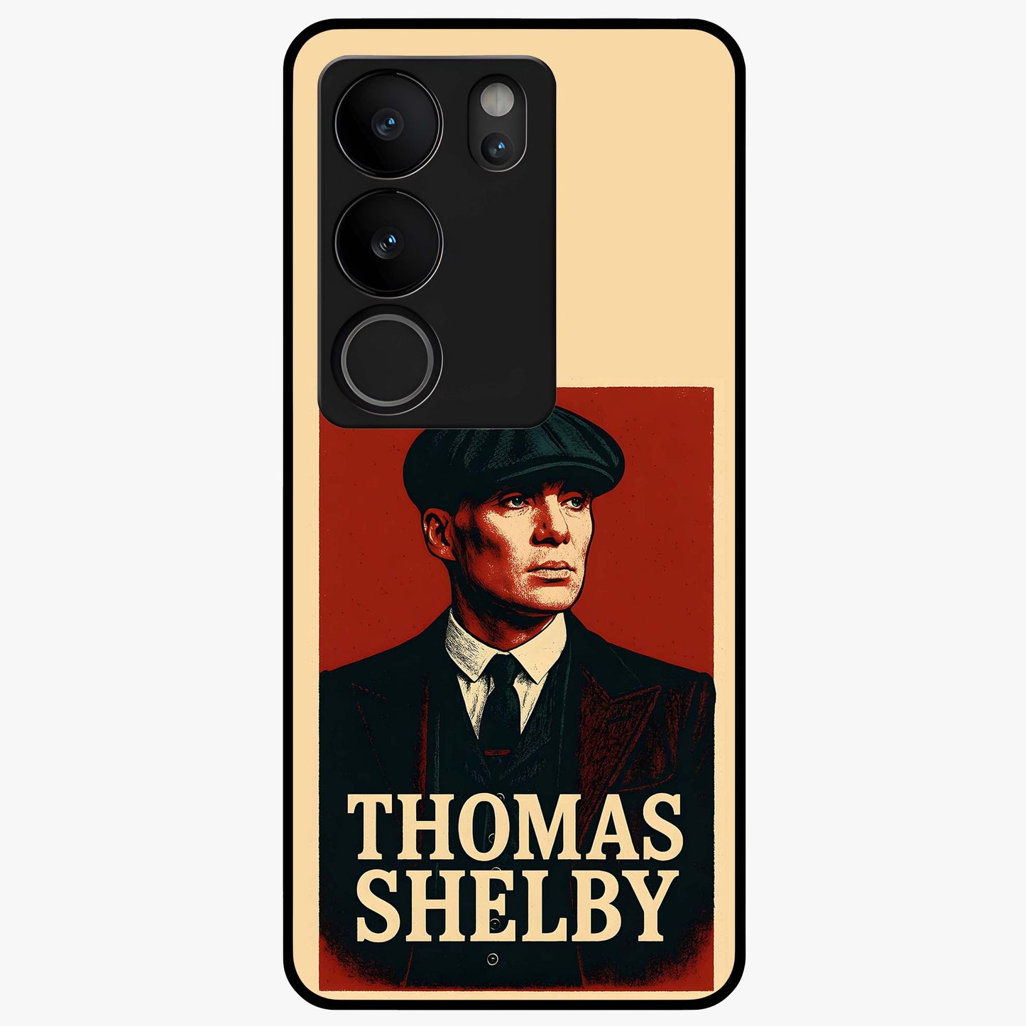 Vintage Mafia Authority Glass Case showing flat back view with bold vintage mafia inspired artwork and glossy glass finish.