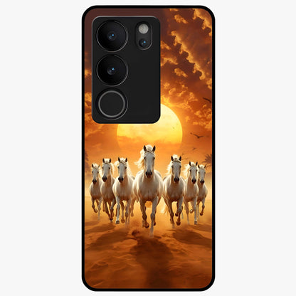 Wild Sunset Majesty Glass Case showing flat back view with majestic sunset landscape artwork and glossy glass finish.