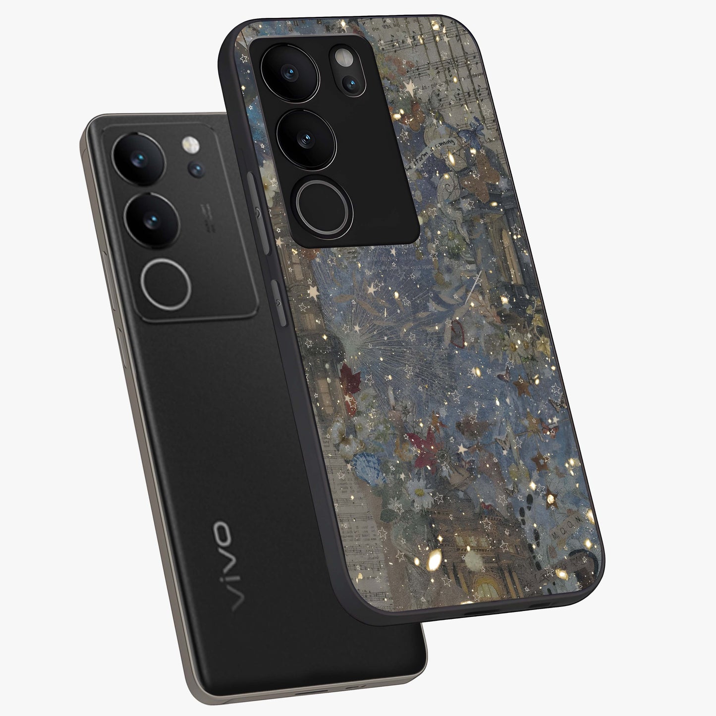 Aesthetic Astrolophia Glass Case displayed in angled mockup highlighting artistic aesthetic elements and smooth glass surface.