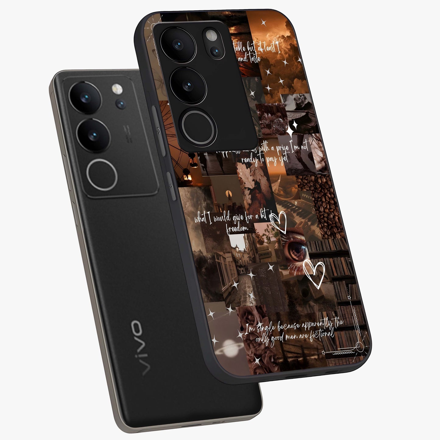Bittersweet Aesthetic Chaos Glass Case displayed in angled mockup highlighting expressive abstract artwork and edgy aesthetic theme.