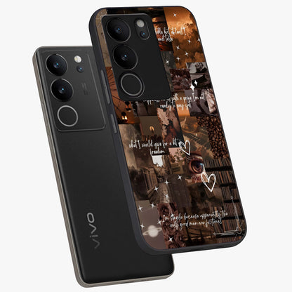 Bittersweet Aesthetic Chaos Glass Case displayed in angled mockup highlighting expressive abstract artwork and edgy aesthetic theme.