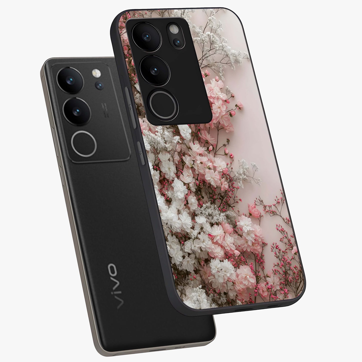 Blush Blossom Cloud Glass Case displayed in angled mockup highlighting soft cloud and blossom design with pastel aesthetic.