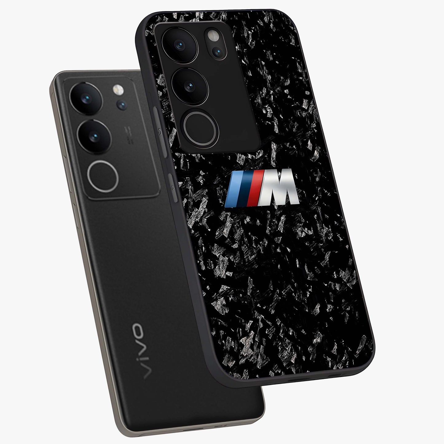 Carbon Speed Mark Glass Case displayed in angled mockup highlighting racing inspired carbon design and sleek aesthetic style.