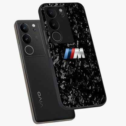 Carbon Speed Mark Glass Case displayed in angled mockup highlighting racing inspired carbon design and sleek aesthetic style.