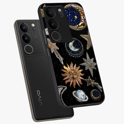 Celestial Gem Constellations Glass Case displayed in angled mockup highlighting gemstone inspired constellation design.