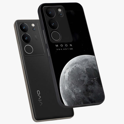 Cosmic Moon Glow Glass Case displayed in angled mockup highlighting celestial moon design with cosmic aesthetic theme.