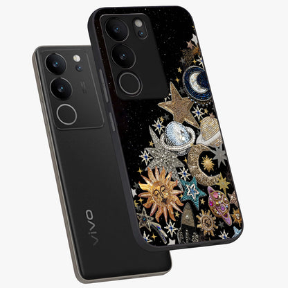 Cosmic Sparkle Dreams Glass Case displayed in angled mockup highlighting dreamy star sparkle design with celestial aesthetic.