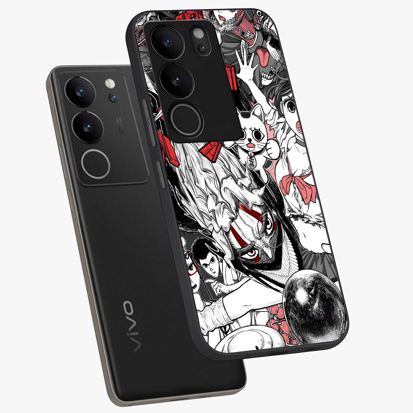 Crimson Chaos Panel Glass Case displayed in angled mockup highlighting chaotic panel style design with modern graphic theme.