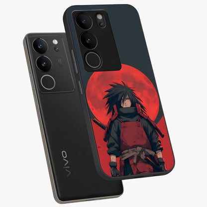Crimson Moon Warlord Glass Case displayed in angled mockup highlighting dramatic crimson moon design with fantasy aesthetic.