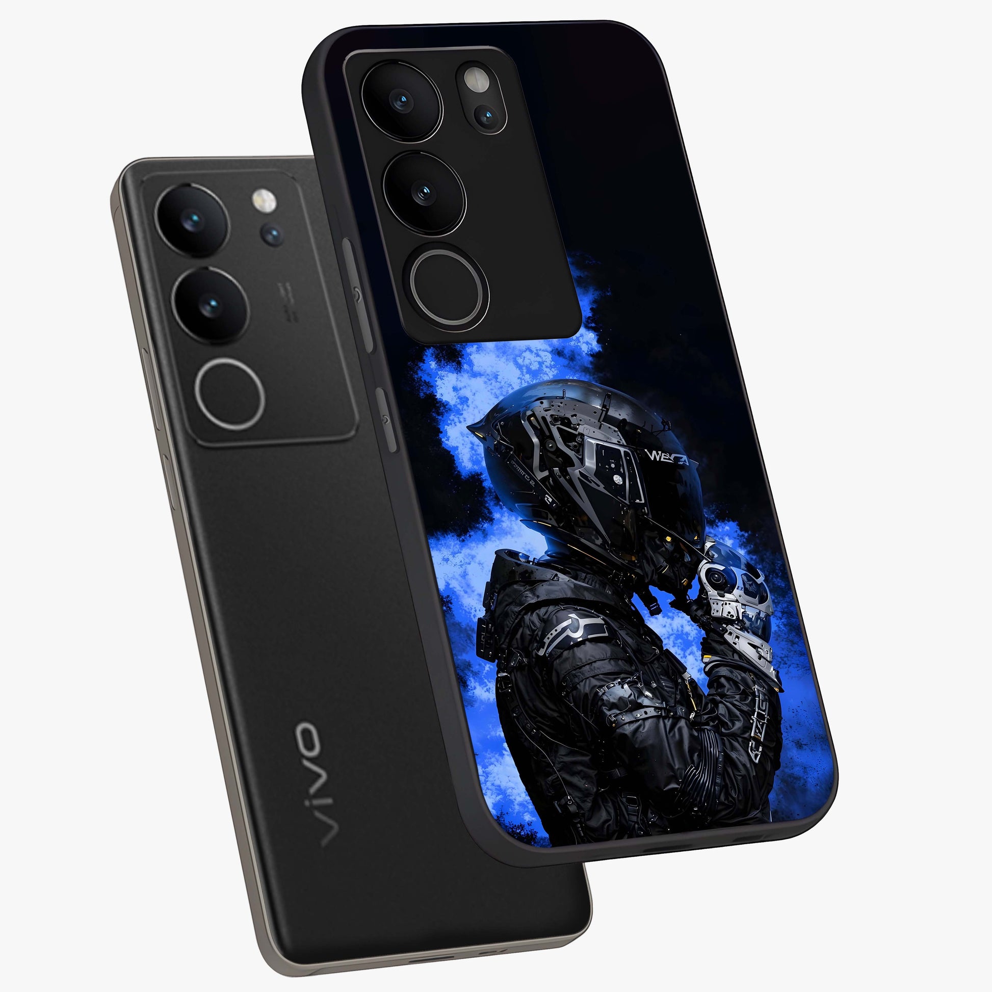 Cyber Sentinel Protocol Glass Case displayed in angled mockup highlighting digital cyber design with sci-fi aesthetic style.