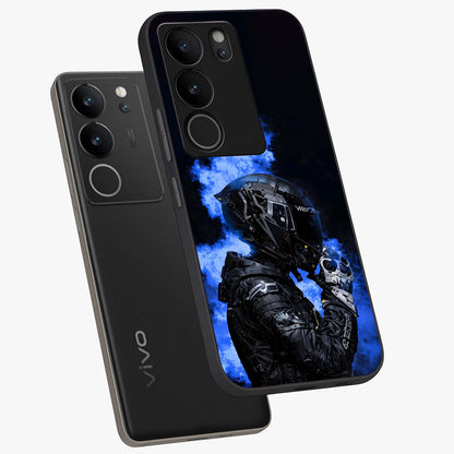 Cyber Sentinel Protocol Glass Case displayed in angled mockup highlighting digital cyber design with sci-fi aesthetic style.