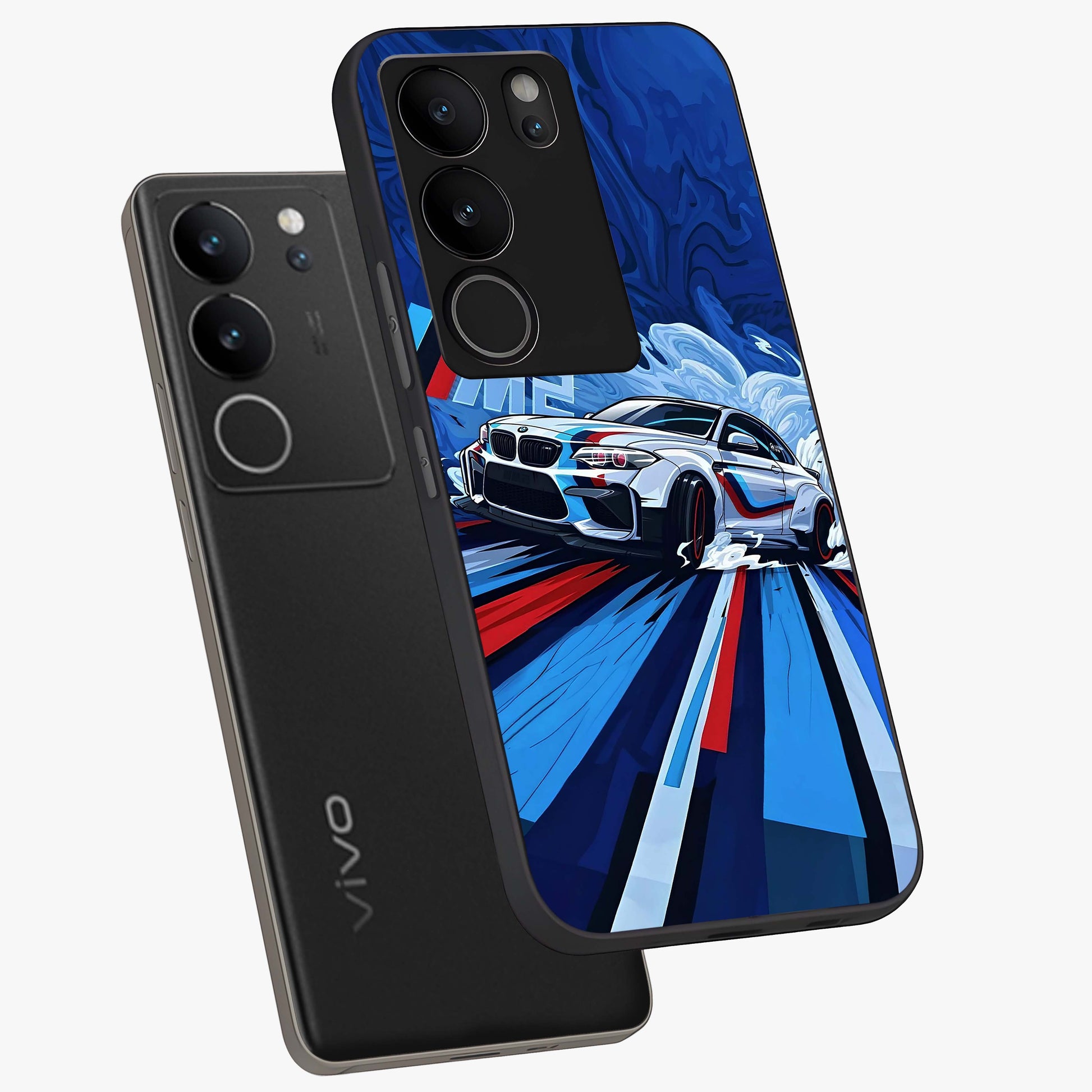 Drift Power Rush Glass Case displayed in angled mockup highlighting powerful drift car design with sporty aesthetic style.