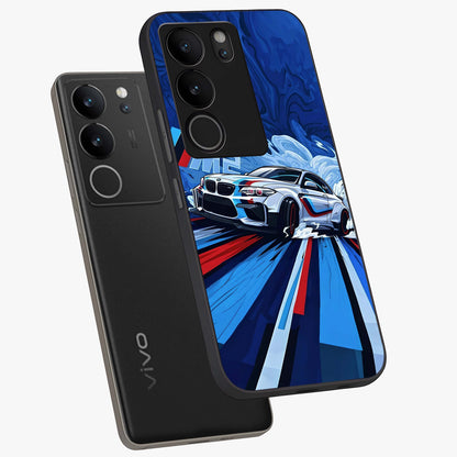 Drift Power Rush Glass Case displayed in angled mockup highlighting powerful drift car design with sporty aesthetic style.