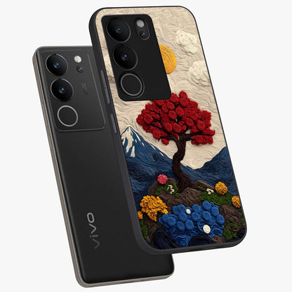 Eternal Nature Tapestry Glass Case displayed in angled mockup highlighting detailed botanical pattern with artistic aesthetic.