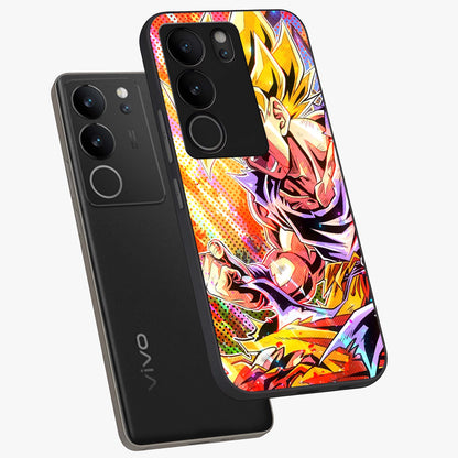 Firing Goku Glass Case displayed in angled mockup highlighting dynamic anime character design with action aesthetic.