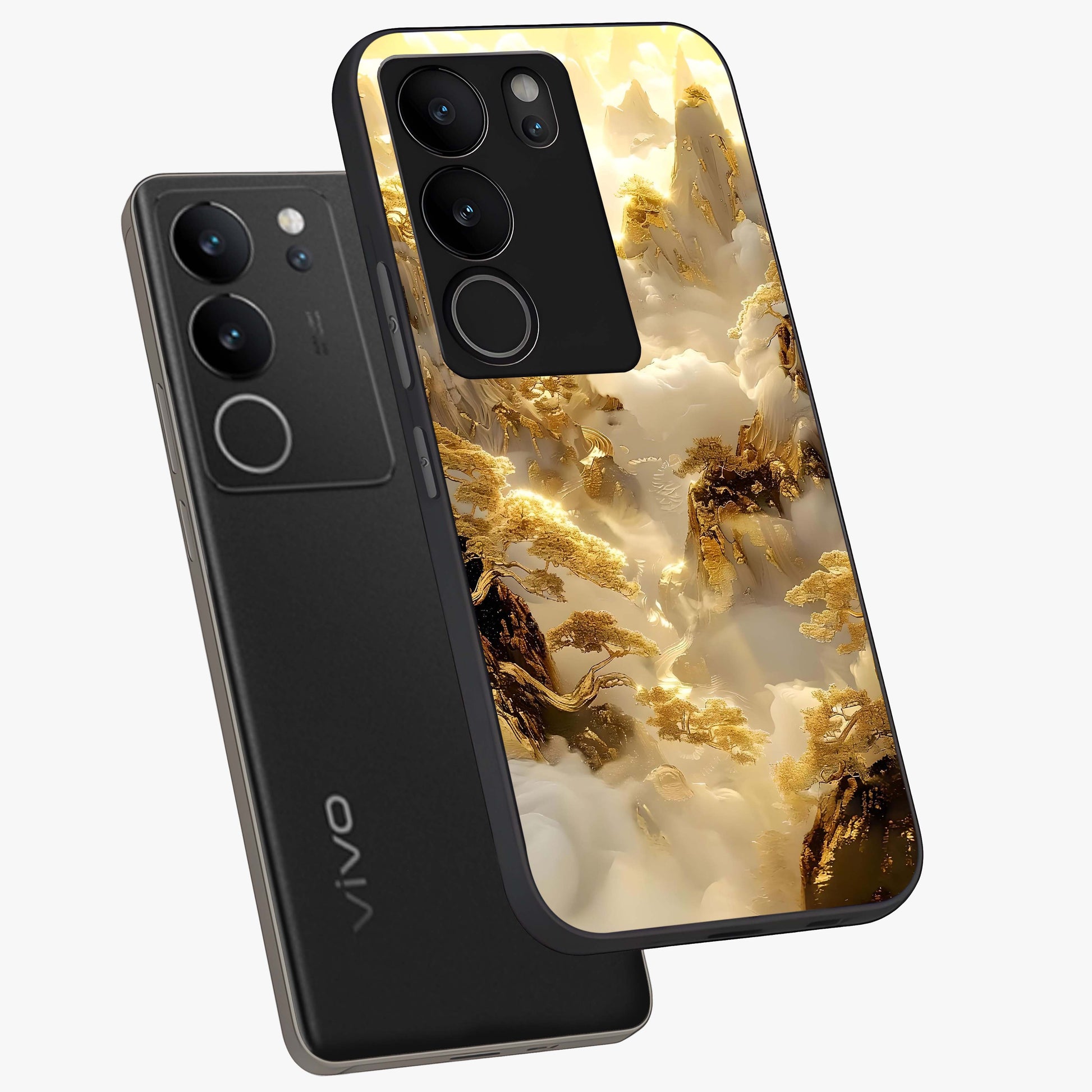 Gates Of Illumination Glass Case displayed in angled mockup highlighting radiant portal inspired design with fantasy aesthetic.