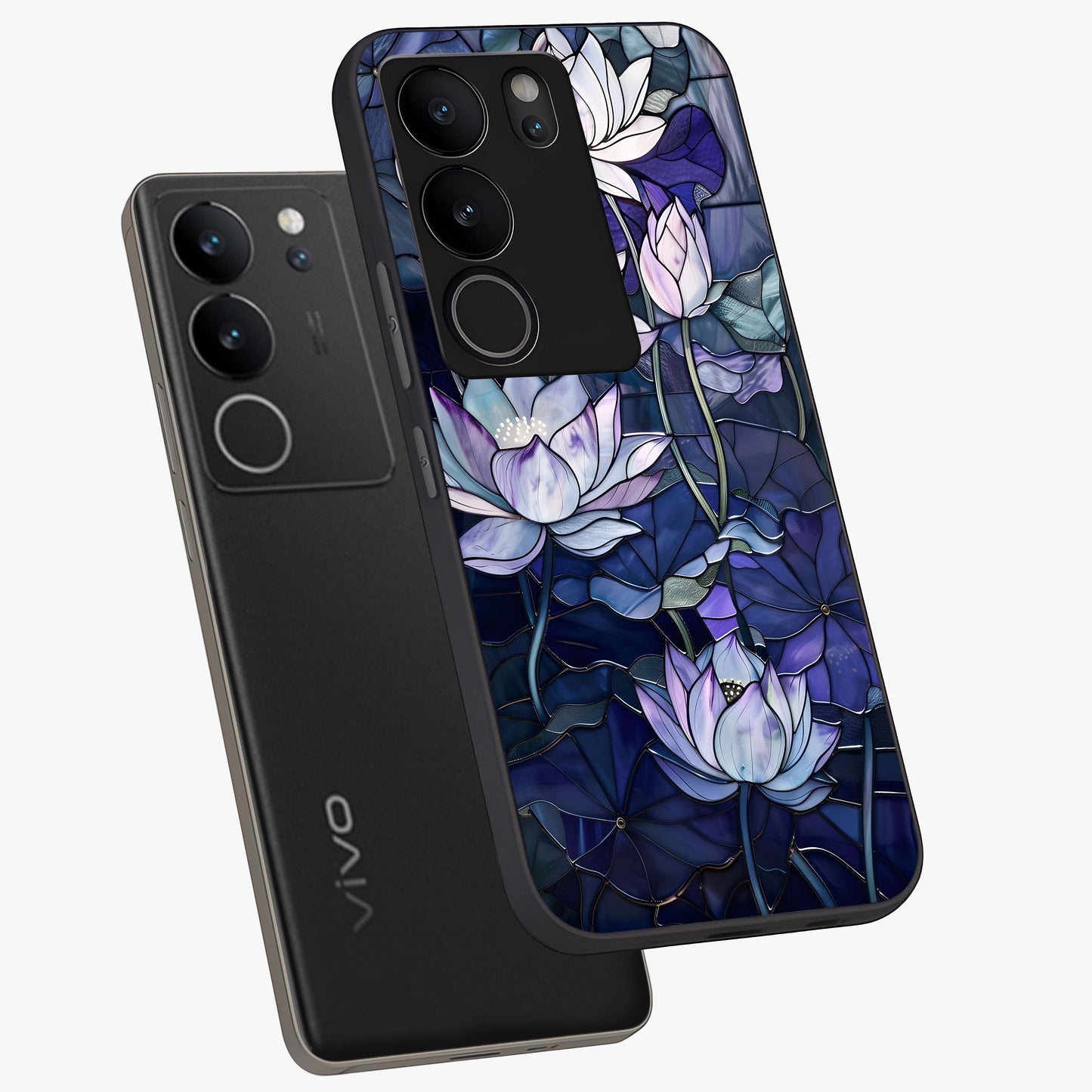 Gloss Petal Rush Glass Case displayed in angled mockup highlighting vibrant petal design with elegant floral aesthetic.