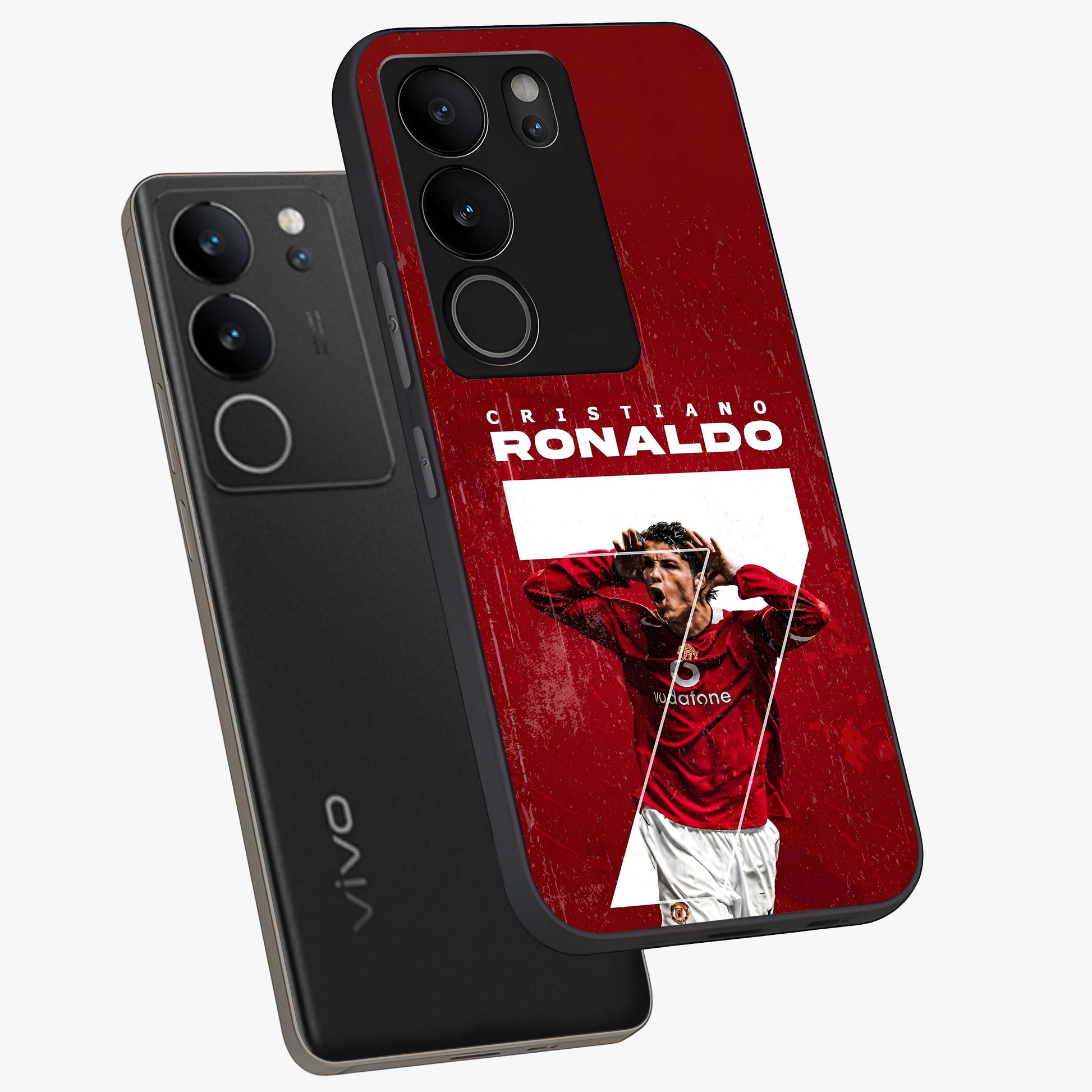 Goal Celebration Legacy Glass Case displayed in angled mockup highlighting energetic sports celebration design with bold athletic theme.