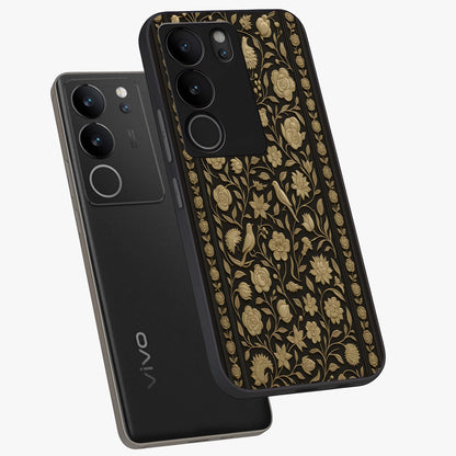 Golden Evil Eye Mandala Glass Case displayed in angled mockup highlighting protective evil eye symbol with golden mandala design.