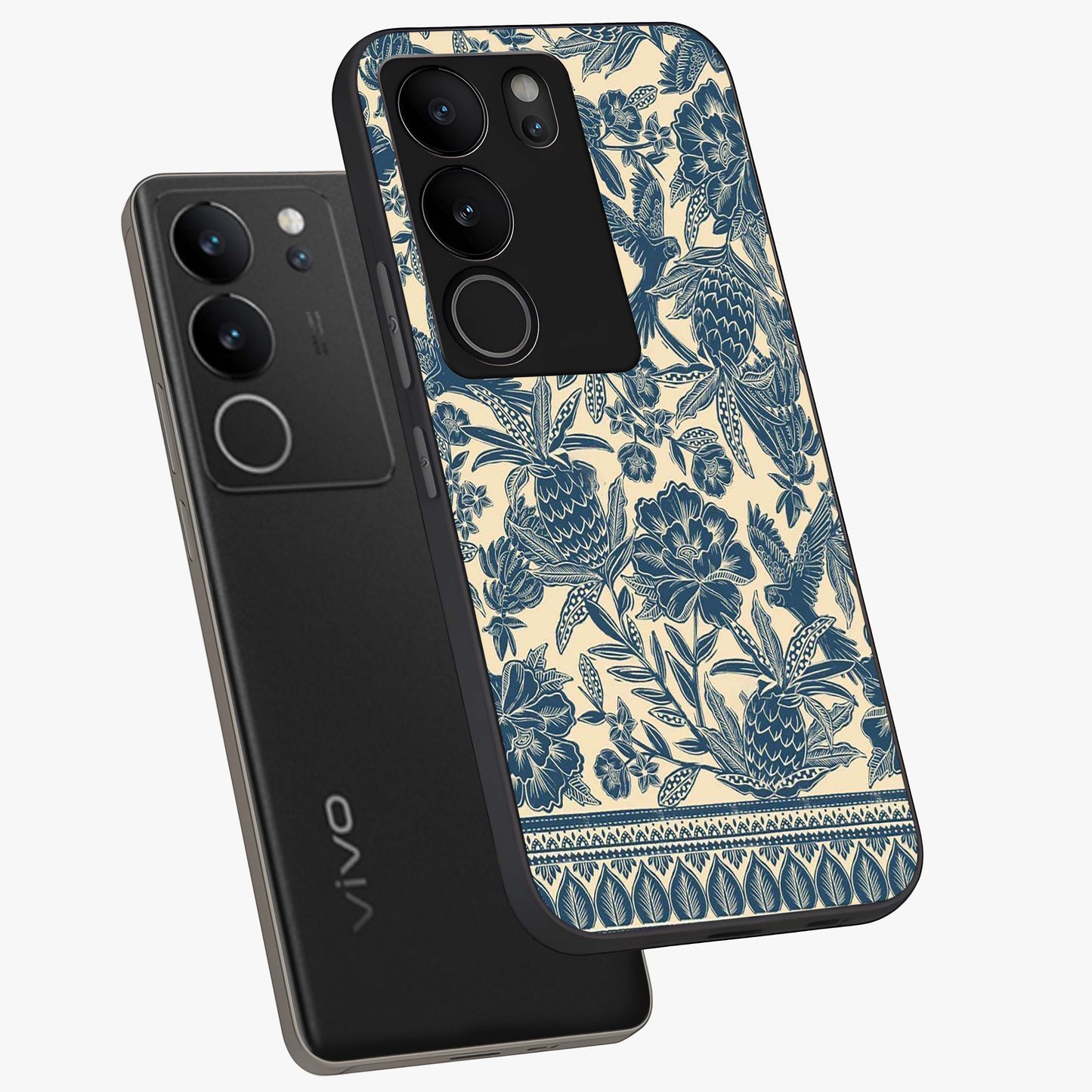 Heirloom Wild Bloom Glass Case displayed in angled mockup highlighting botanical bloom design with classic aesthetic style.