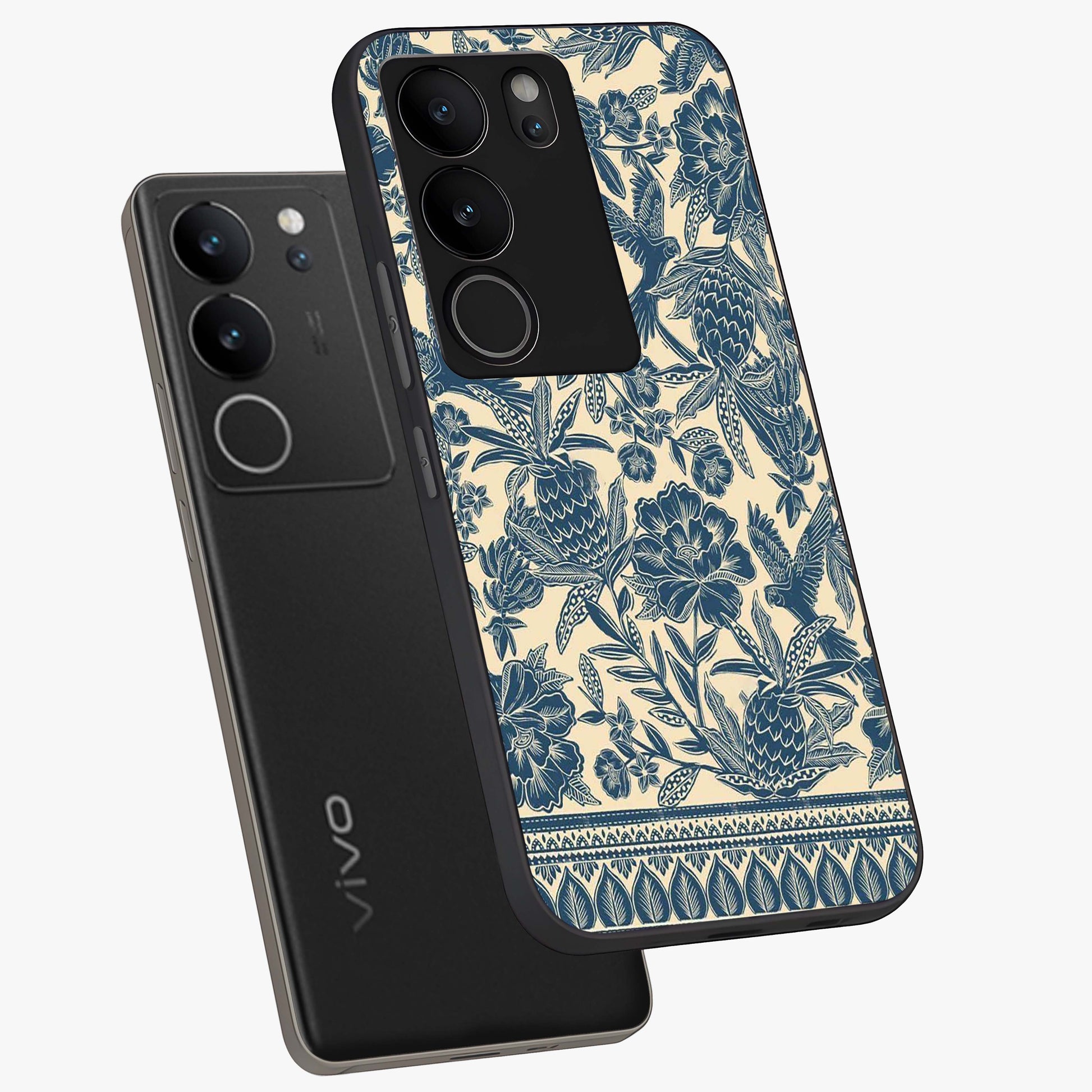 Heirloom Wild Bloom Glass Case displayed in angled mockup highlighting botanical bloom design with classic aesthetic style.