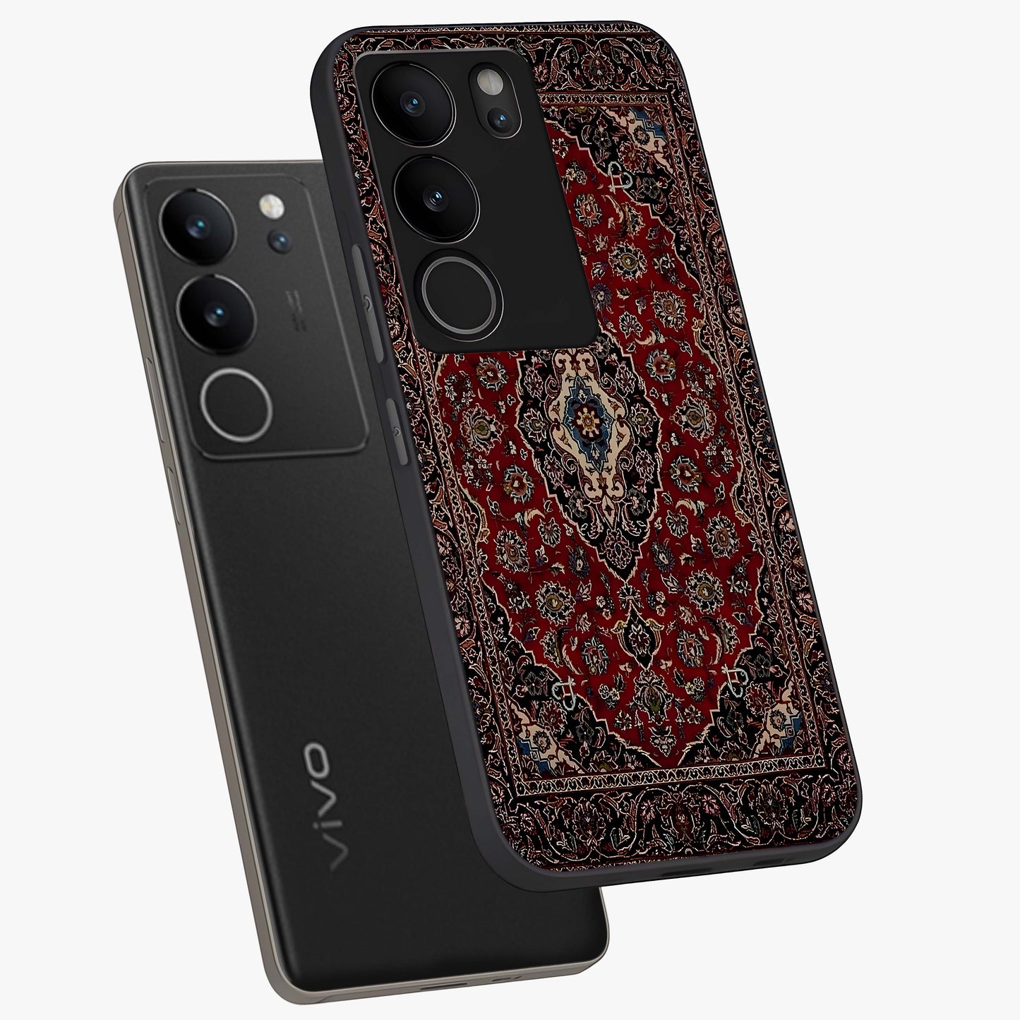 Heritage Carpet Royale Glass Case displayed in angled mockup highlighting intricate royal carpet design with heritage aesthetic.