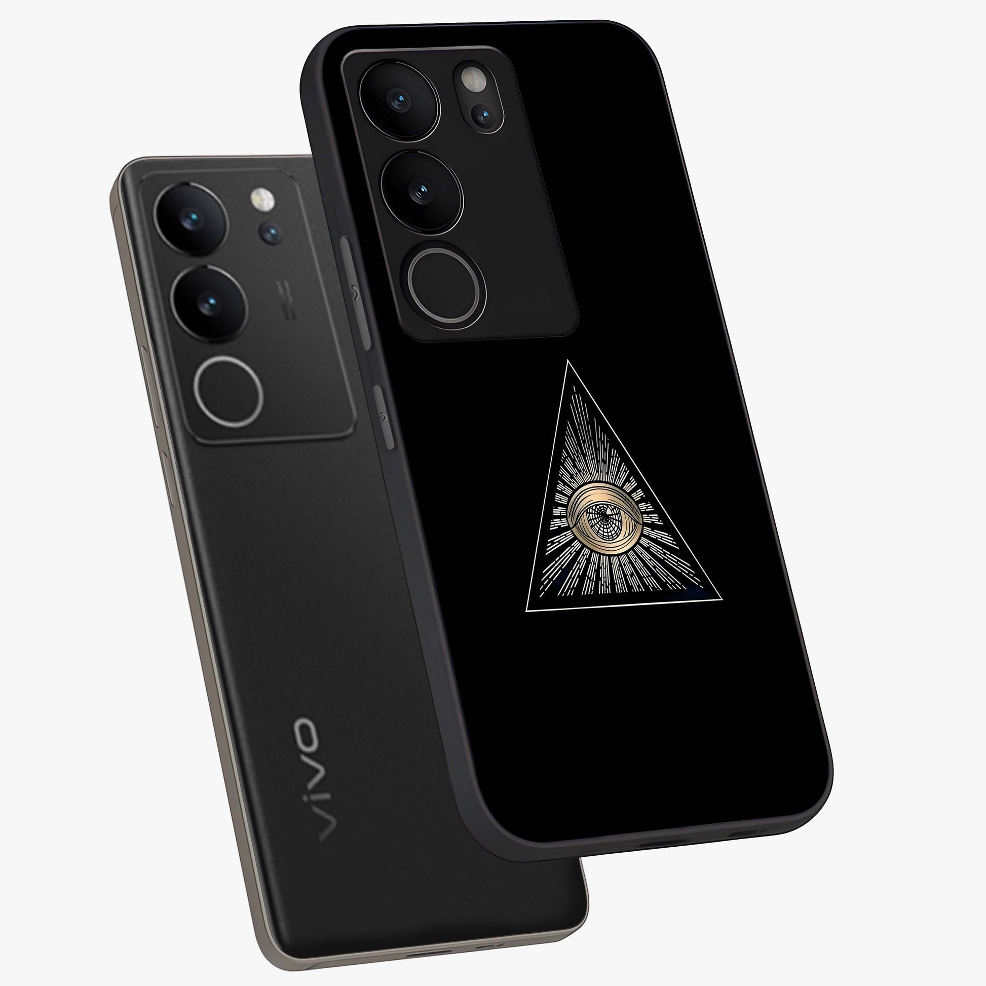 Illuminati Evil Glass Case displayed in angled mockup highlighting dark occult inspired design with bold aesthetic style.