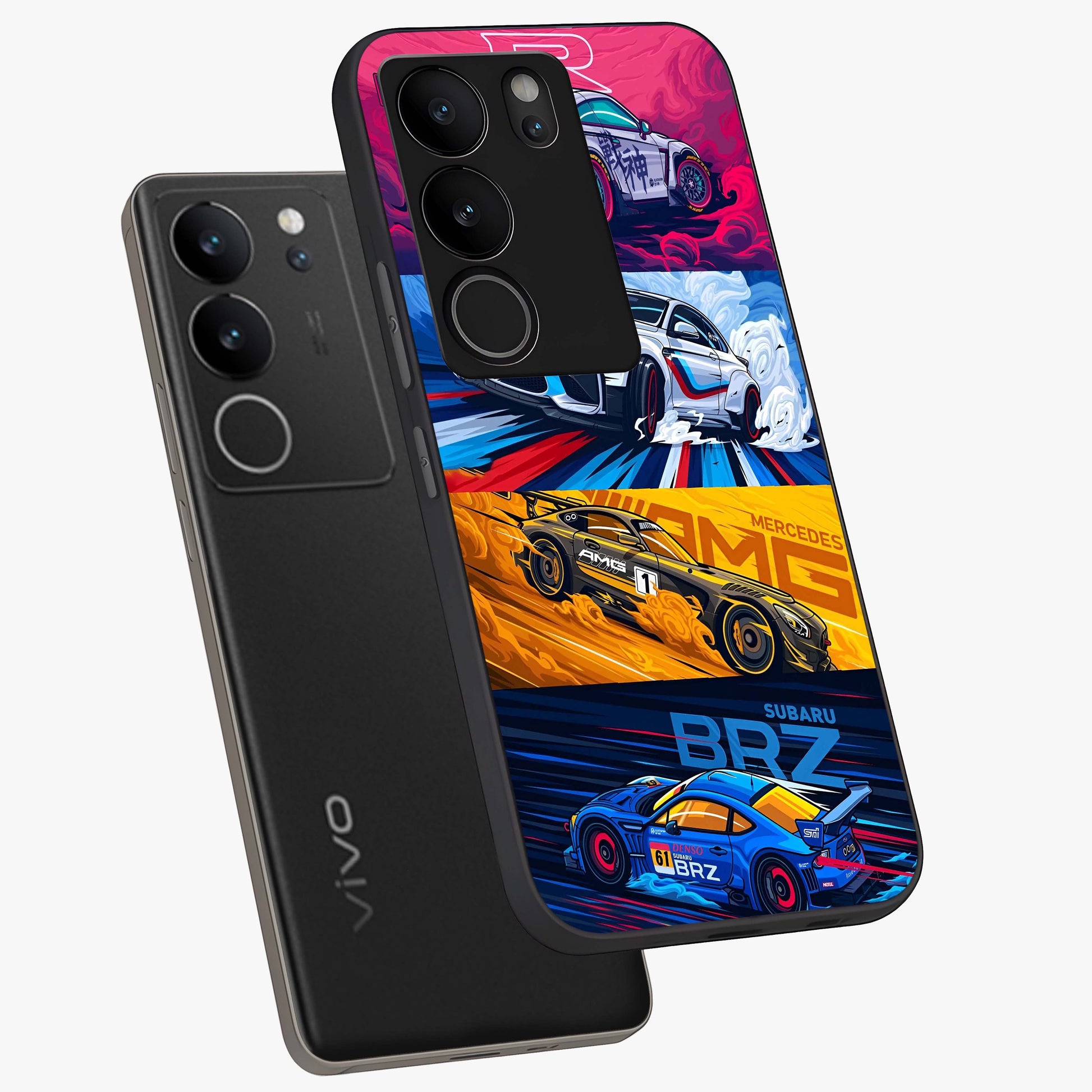 JDM Sports Car Glass Case displayed in angled mockup highlighting sleek Japanese racing car design with automotive aesthetic.