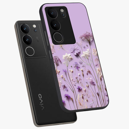 Lavender Blossom Dream Glass Case displayed in angled mockup highlighting dreamy lavender flower design with calming aesthetic style.